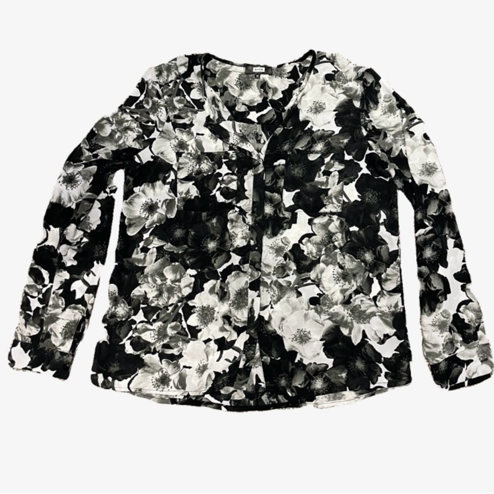 Floral Black and White Women's Blouse